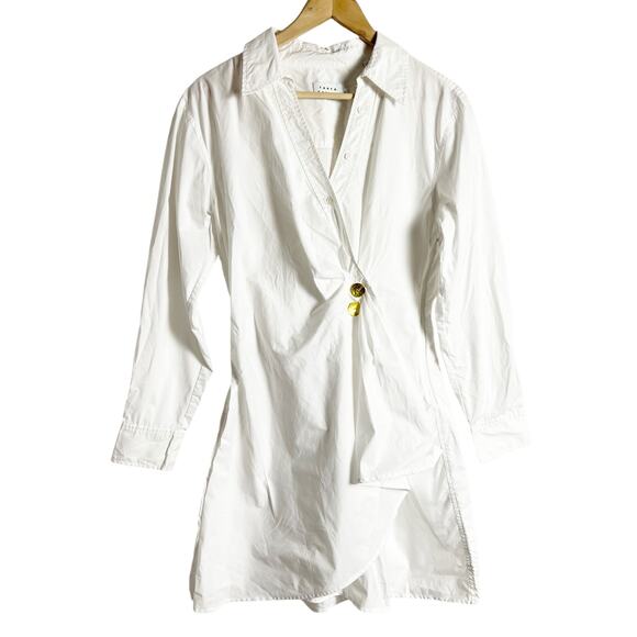 Tanya Taylor Winnie White Long Sleeve Poplin Wrap Shirt Mini Dress Size 6 - Picture 6 of 14